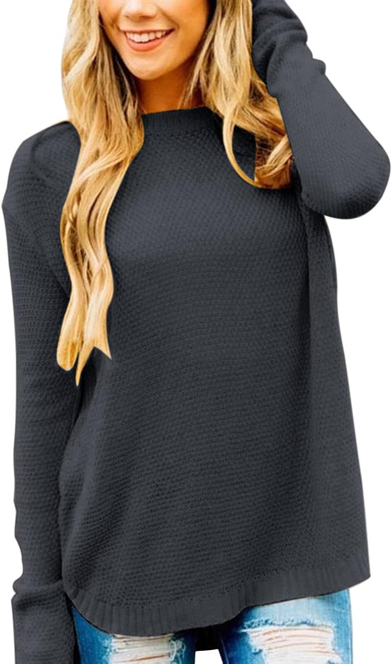 MEROKEETY Women's Oversized Crew Neck Knit Pullover Sweater