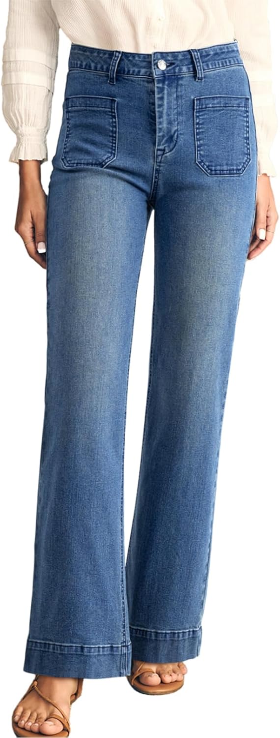 Astylish Women's Wide Leg Jeans High Waisted Stretchy Denim Pants
