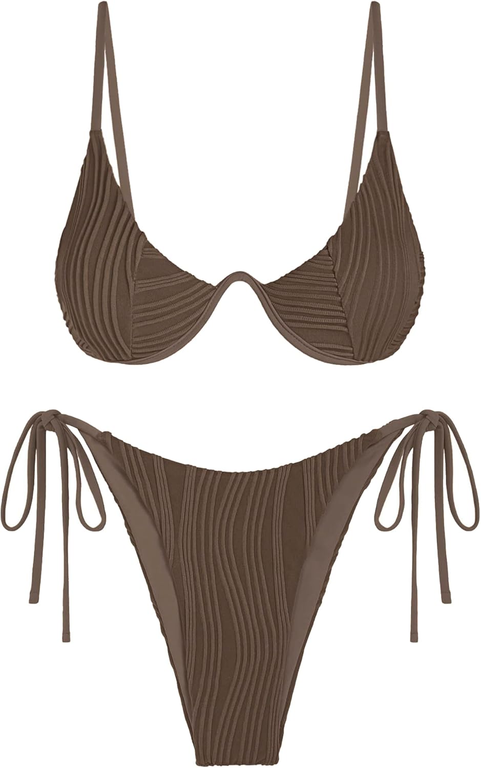 Stylish ZAFUL Women's Ribbed Two Piece Bikini Set for Summer
