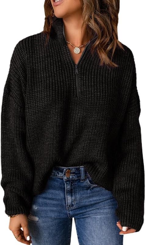Dokotoo Womens 1/4 Zip Pullover Sweater for Casual Style