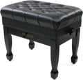 Adjustable Height Piano Bench with Storage - Comfortable Padded Seat