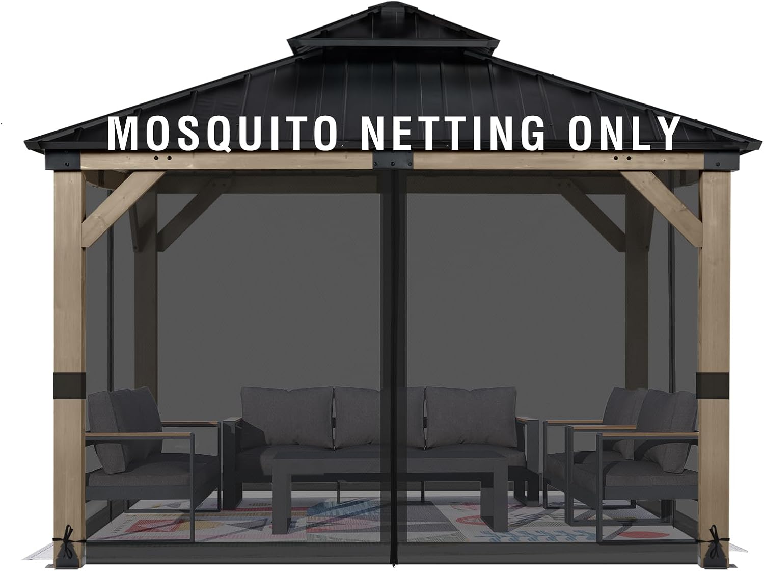 Aoodor 10x10 ft Gazebo Mosquito Netting for Outdoor Spaces