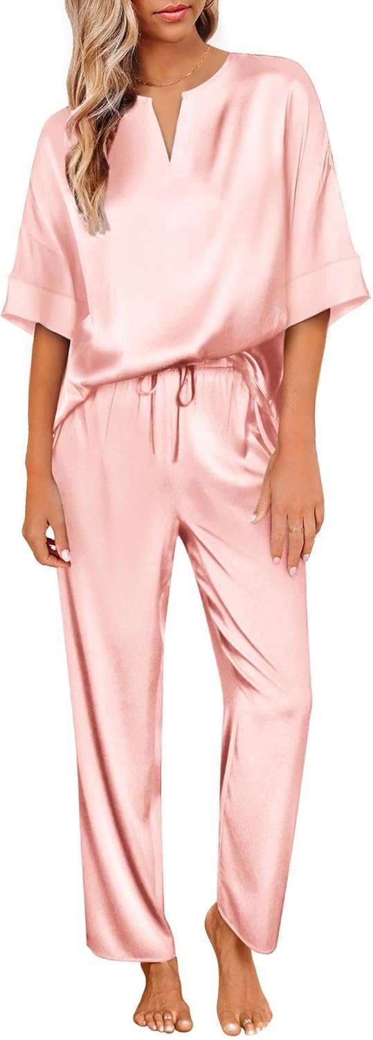 Ekouaer Satin Pajama Set for Women - Luxurious Silk Loungewear