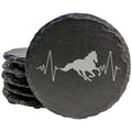 Galloping Heartbeat Coasters Round Slate Set of 8 - Horse Lover Gift