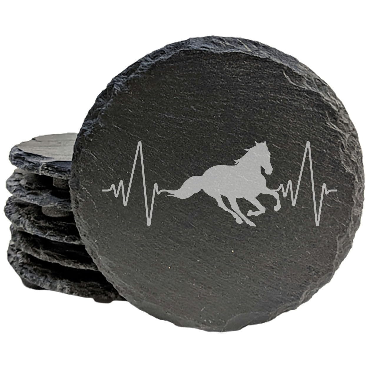 Galloping Heartbeat Coasters: Unique Slate Set of 8 for Horse Lovers