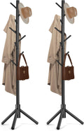 Solid Wooden Coat Rack Freestanding with 8 Hooks - Space Saving Stand