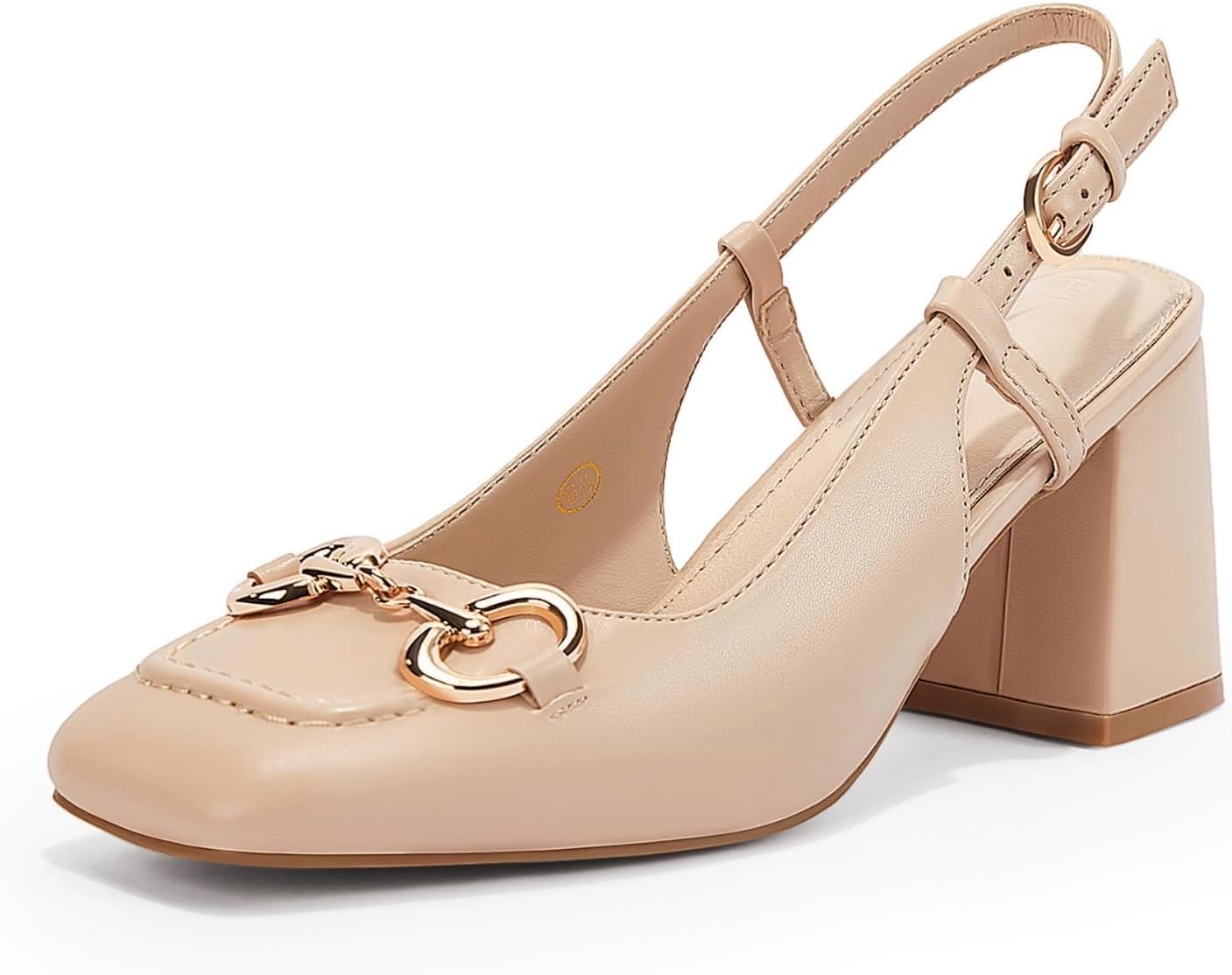 Womens Slingback Block Heels Closed Square Toe Dress Shoes