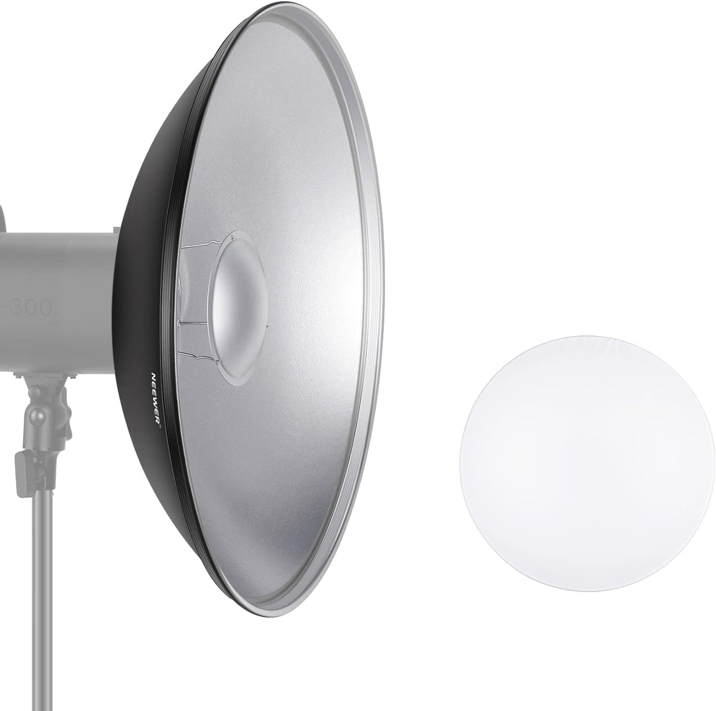 NEEWER 16in Aluminum Reflector Beauty Dish for Studio Lighting