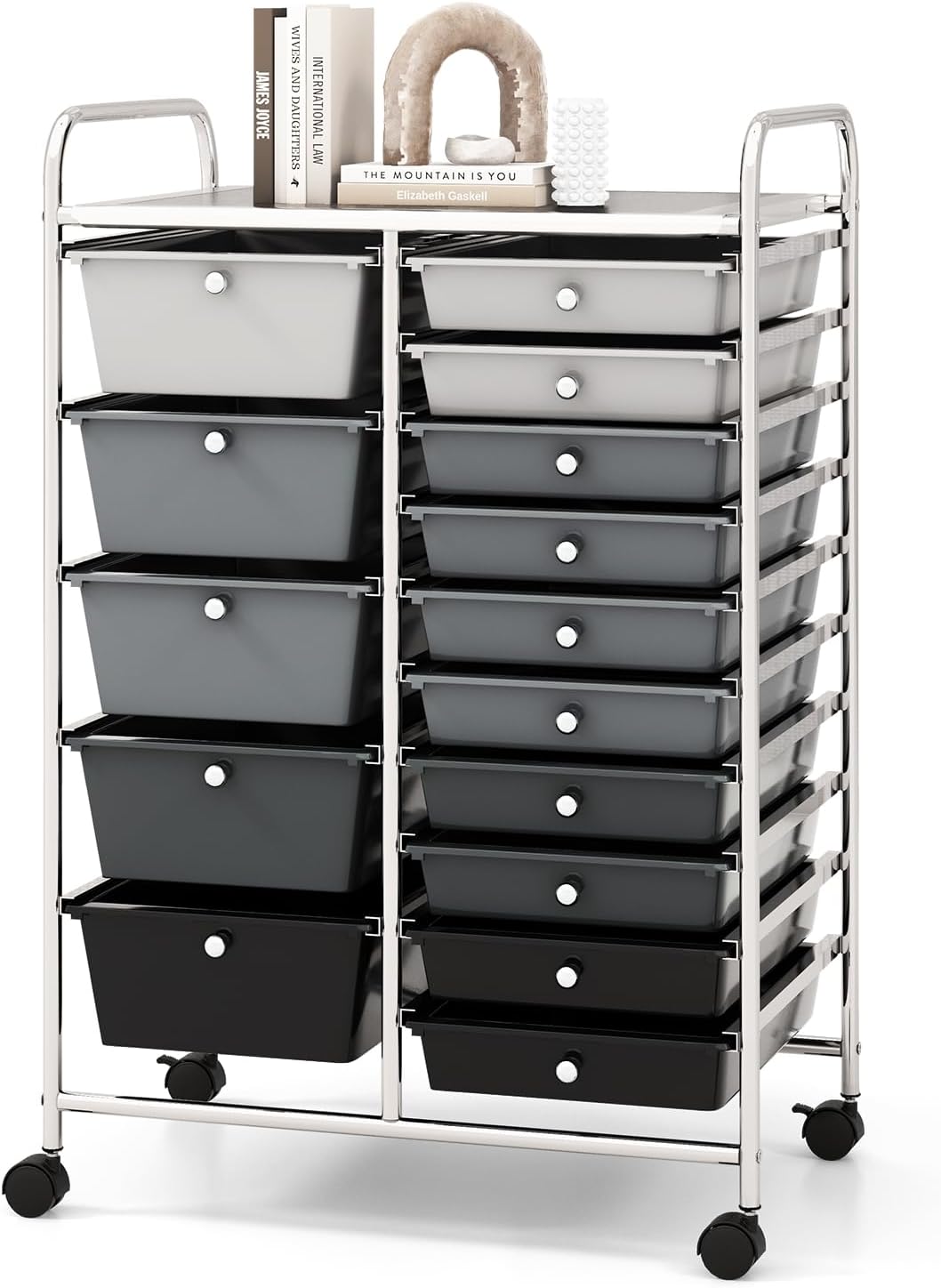 COSTWAY 15 Drawers Storage Cart for Home Office Organization