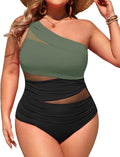 Aqua Eve Plus Size One Piece Swimsuit - Tummy Control One Shoulder