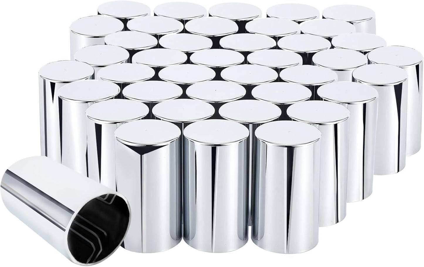 33mm x 3 1/2in Lug Nut Covers for Trucks - 40 Pack Chrome