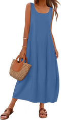 Women's Casual Maxi Sundress 2025 Scoop Neck Sleeveless - Easy