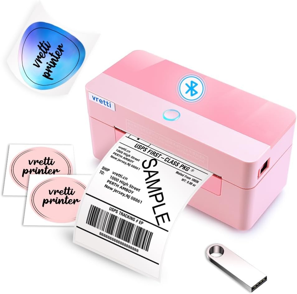 Fast Shipper's Dream: vretti Pink Bluetooth Label Printer