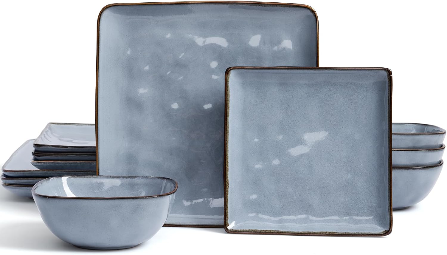 Famiware Dinnerware Sets for 4, Ocean Square 12-Piece Set