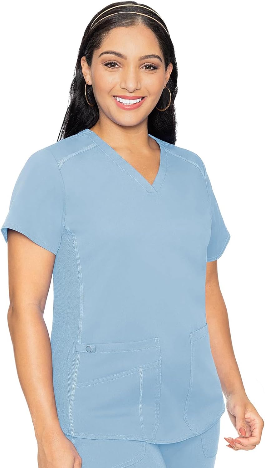 Med Couture V-Neck Scrub Top for Women with 4 Pockets