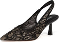 Slingback Wedding Heels for Women Bridal Lace Mesh Kitten Heel Pumps