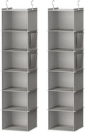 Hanging Closet Organizer 6-Shelf, 2-Pack Light Grey - Space Saver