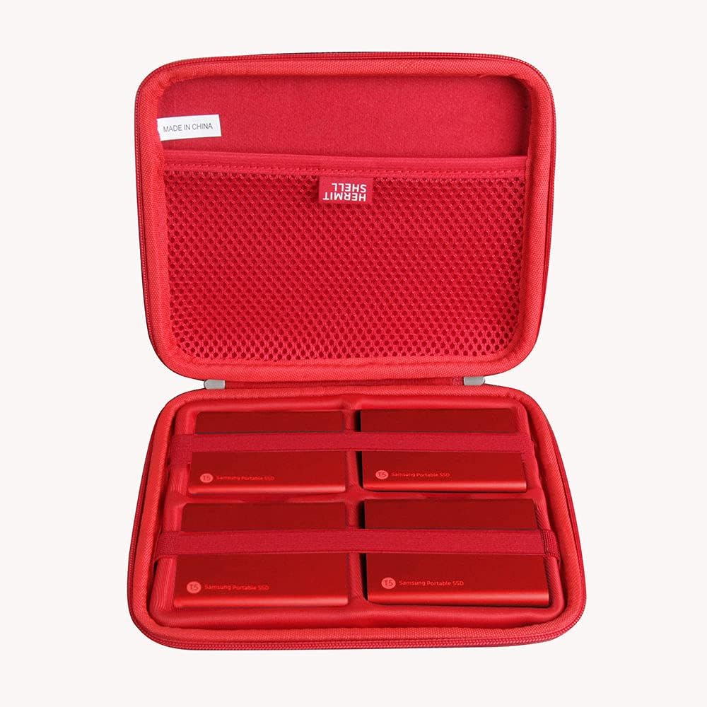 Hermitshell Red Case for Samsung T5 SSDs - Protect 4 Drives!