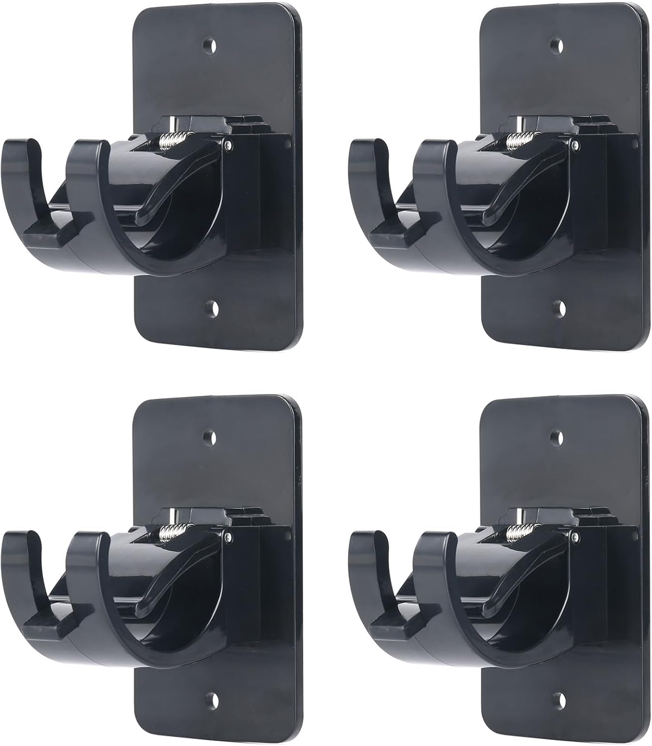 No-Drill Curtain Rod Clips - Set of 4, Universal Fit (Black)