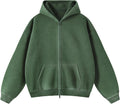 Womens Fleece Hoodies Double Zip Up Acid Wash - Oversized Cotton