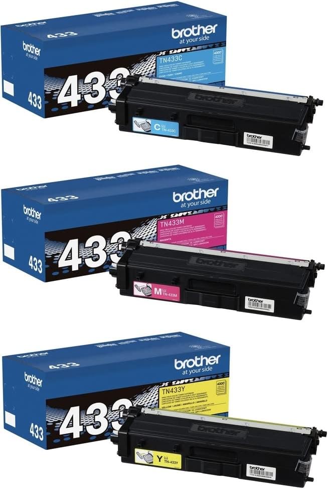 Brother Genuine TN433 High Yield 3-Color Toner Cartridge Set