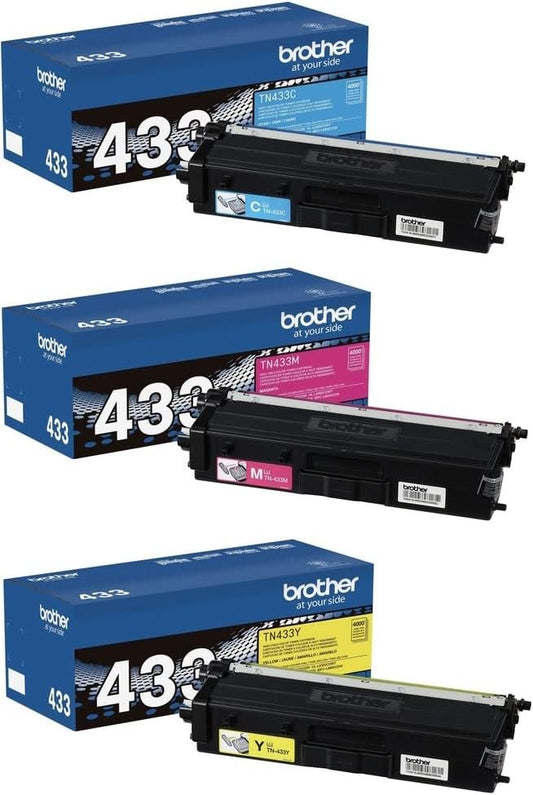 Brother Genuine TN433 High Yield 3-Color Toner Cartridge Set
