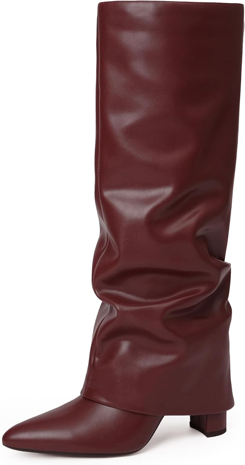 Modatope Knee High Boots for Women with Chunky Heels and Zipper