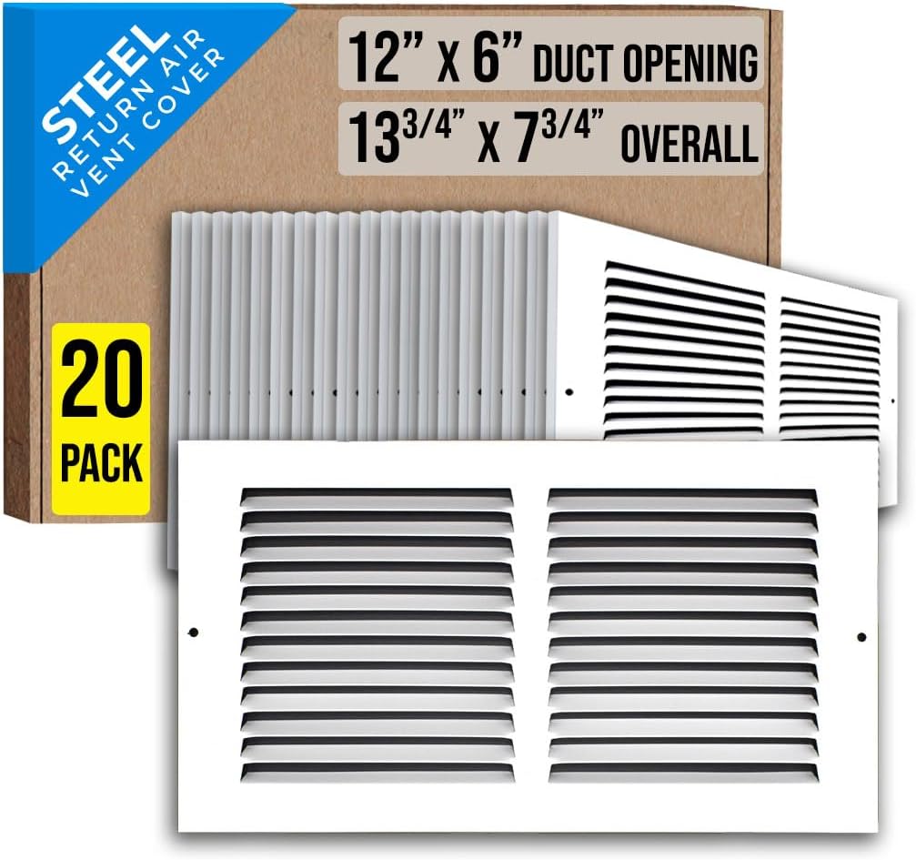 20 Pack of 12x6 Steel Return Air Grille for Efficient Airflow