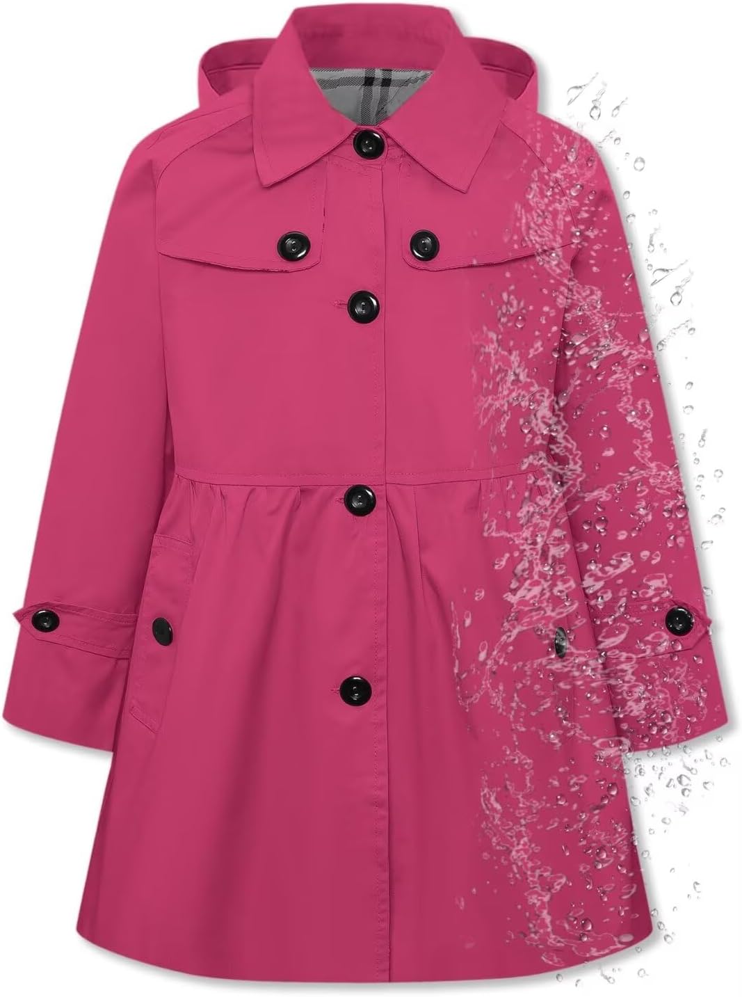Betusline Girl's Rain Jackets Lightweight Waterproof Hooded Coat