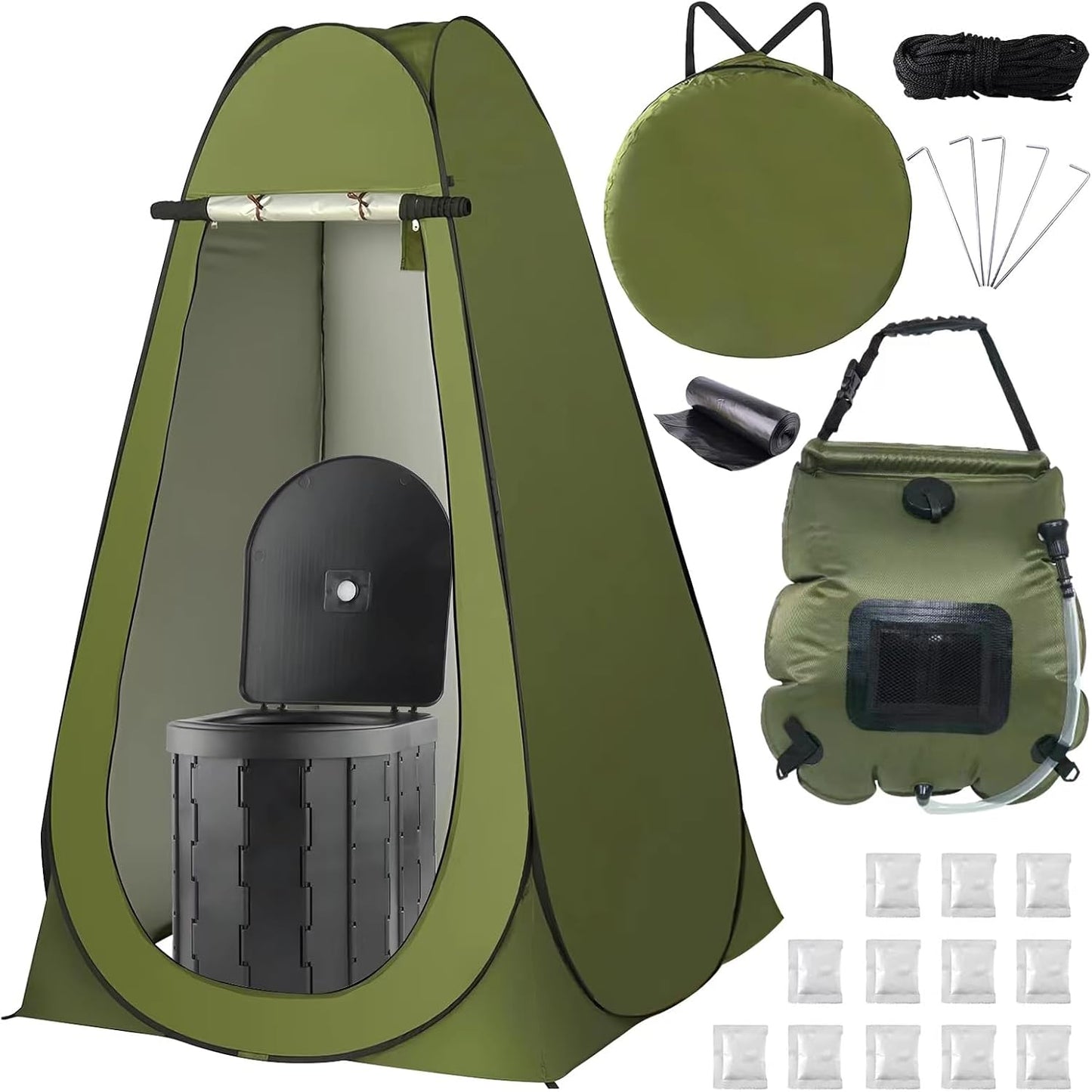 Portable Privacy Combo: Camp Toilet & Shower Kit