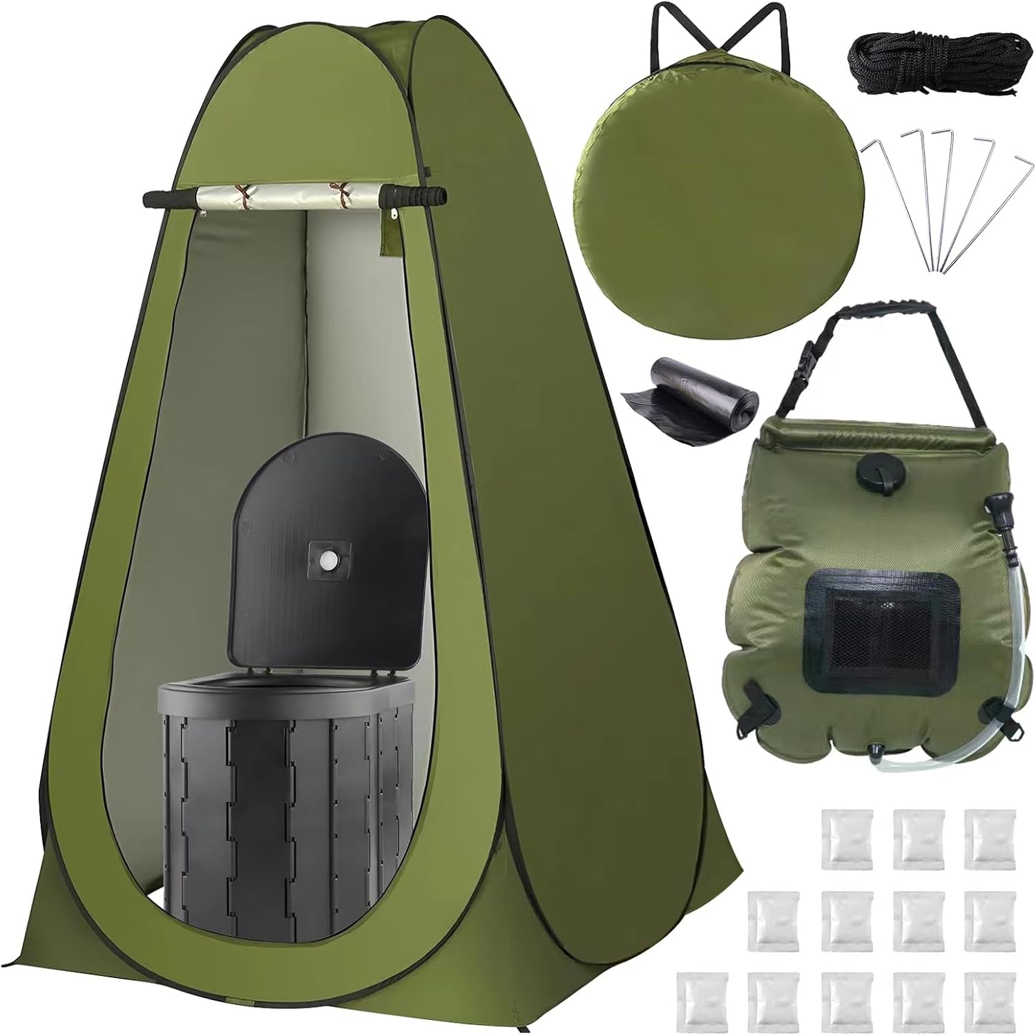 Portable Privacy Combo: Camp Toilet & Shower Kit