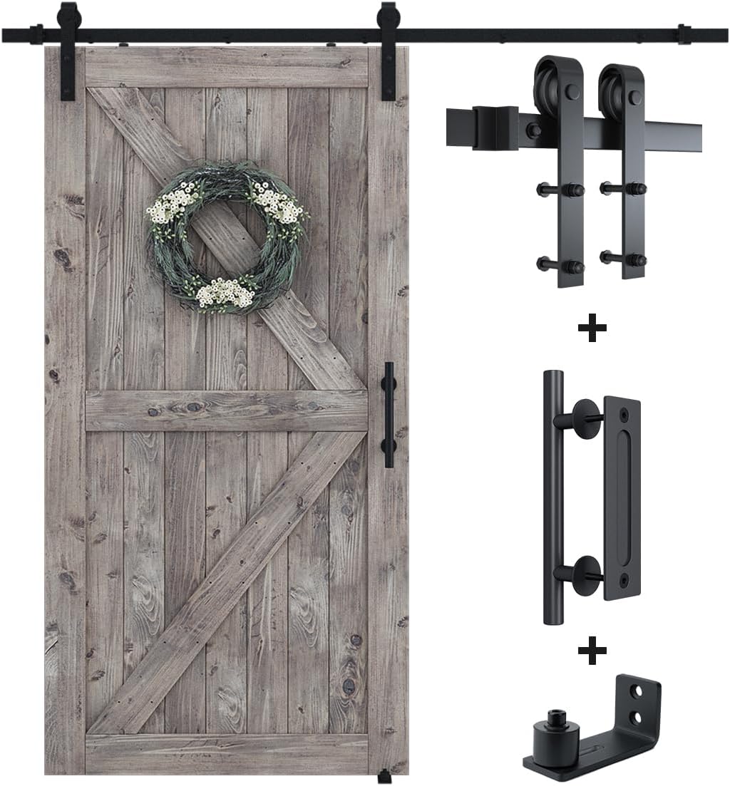 SMARTSTANDARD 6.8FT Sliding Barn Door Hardware Kit for Easy Install