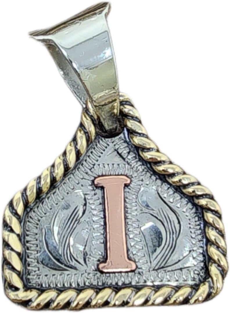 Custom Handmade Cow Tag Necklace with Copper Initial Pendant