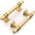 Haliwu 10 Pack Gold Cabinet Pulls 3 in Brushed Brass - Classic Square