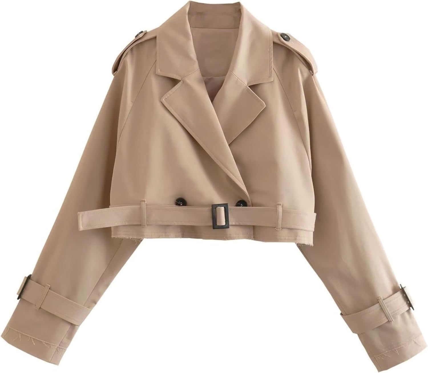 Xiaoxuemeng Womens Cropped Bike Jacket Stylish Trench Coat