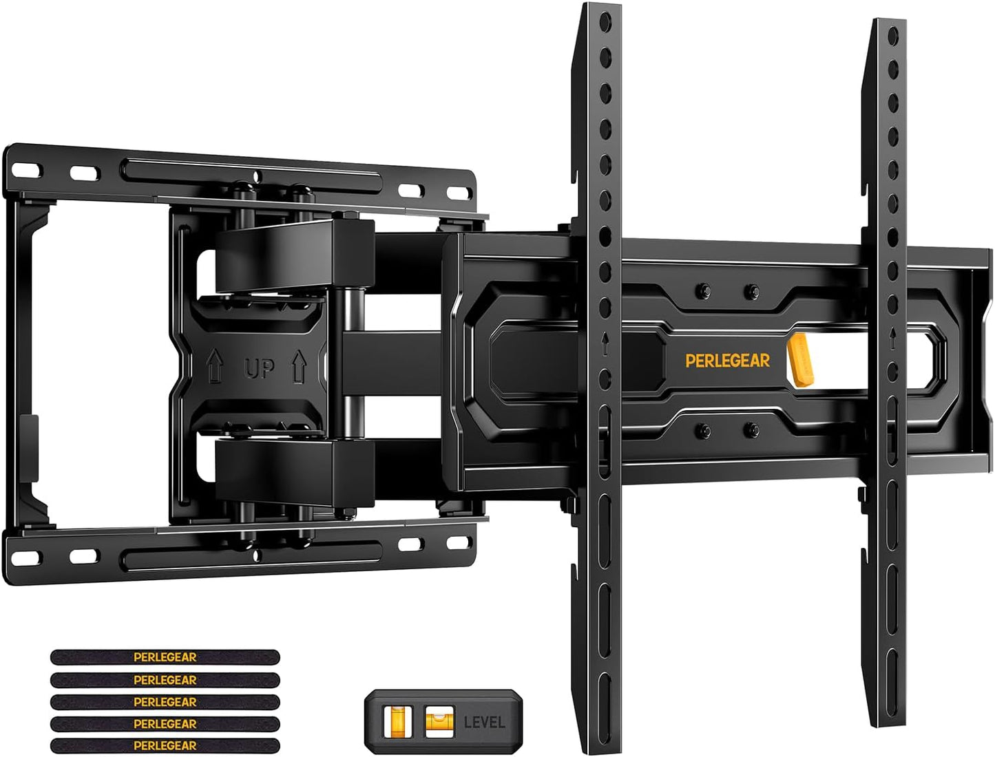 Perlegear Full Motion TV Mount - Height Adjustable, Tool-Free Tilt & Swivel
