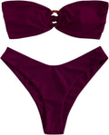 Bandeau O Ring Tie-Dye Bikini Set - Flattering High Cut Swimwear