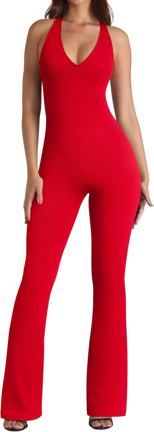 OQQ Jumpsuits for Women with Halterneck and Lace Trim Design