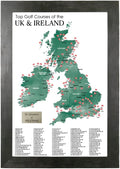 UK & Ireland Golf Courses Push Pin Map - Track Top 100 Courses