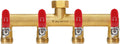 Garden Hose Splitter 4-Way Brass Manifold - Durable Outdoor Valve
