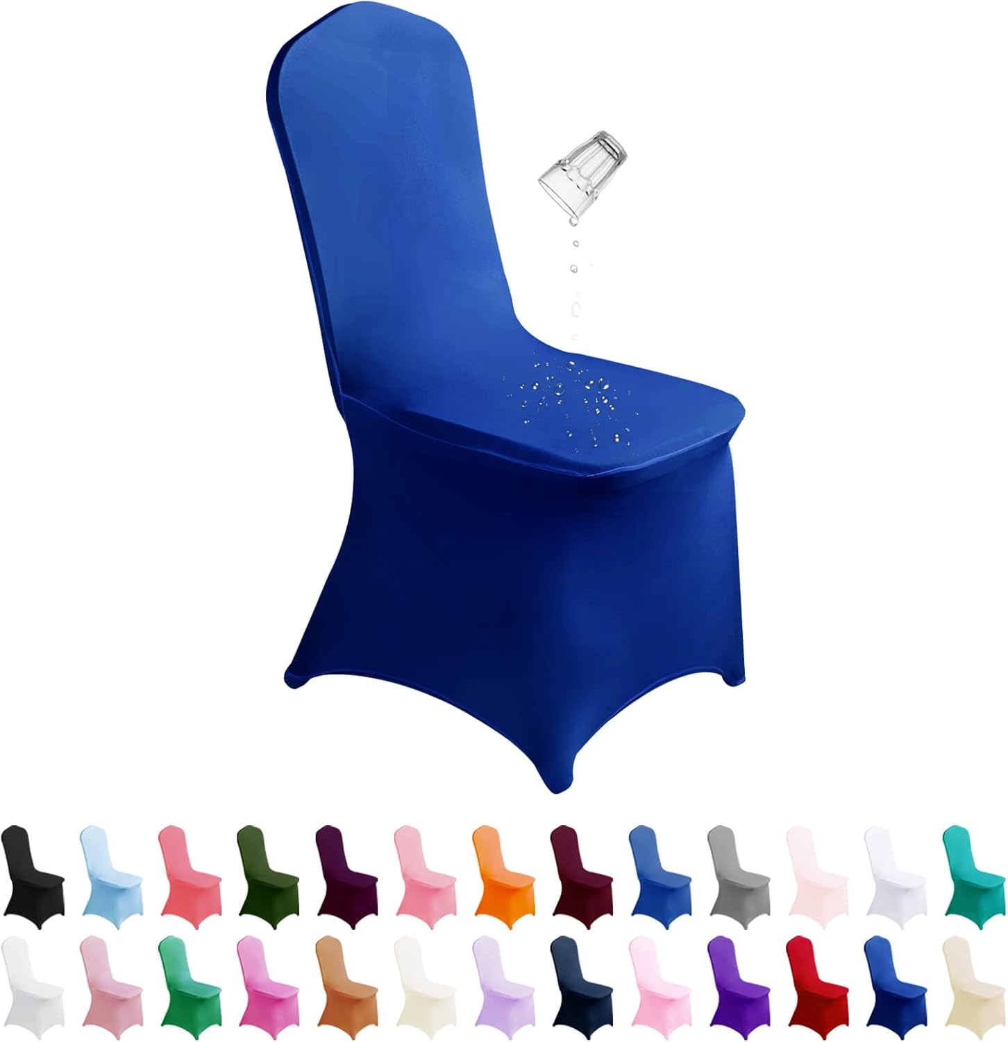 SUPERO Royal Blue Waterproof Spandex Chair Covers for Events