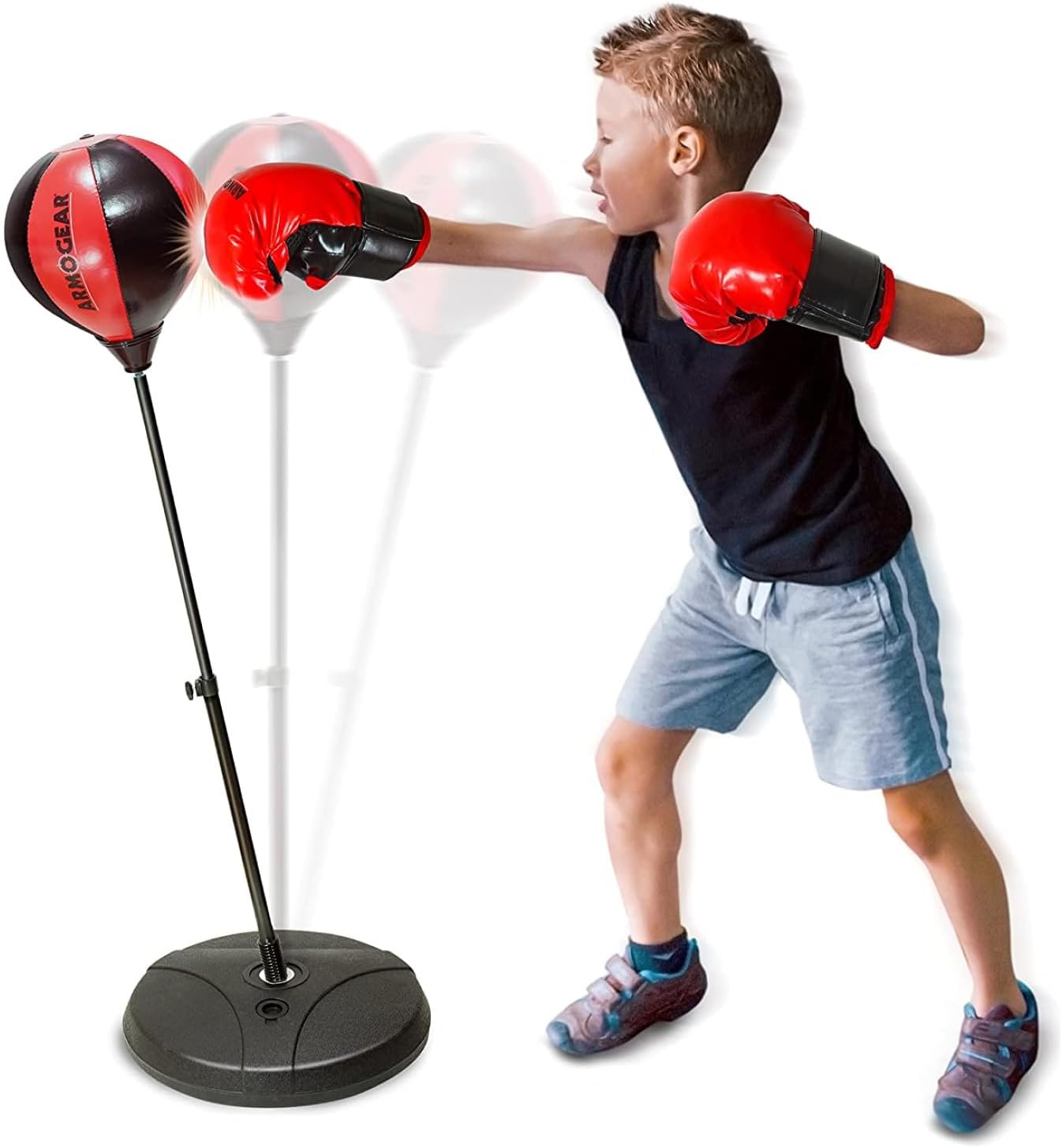 ArmoGear Kids Punching Bag Set | Adjustable Stand & Gloves