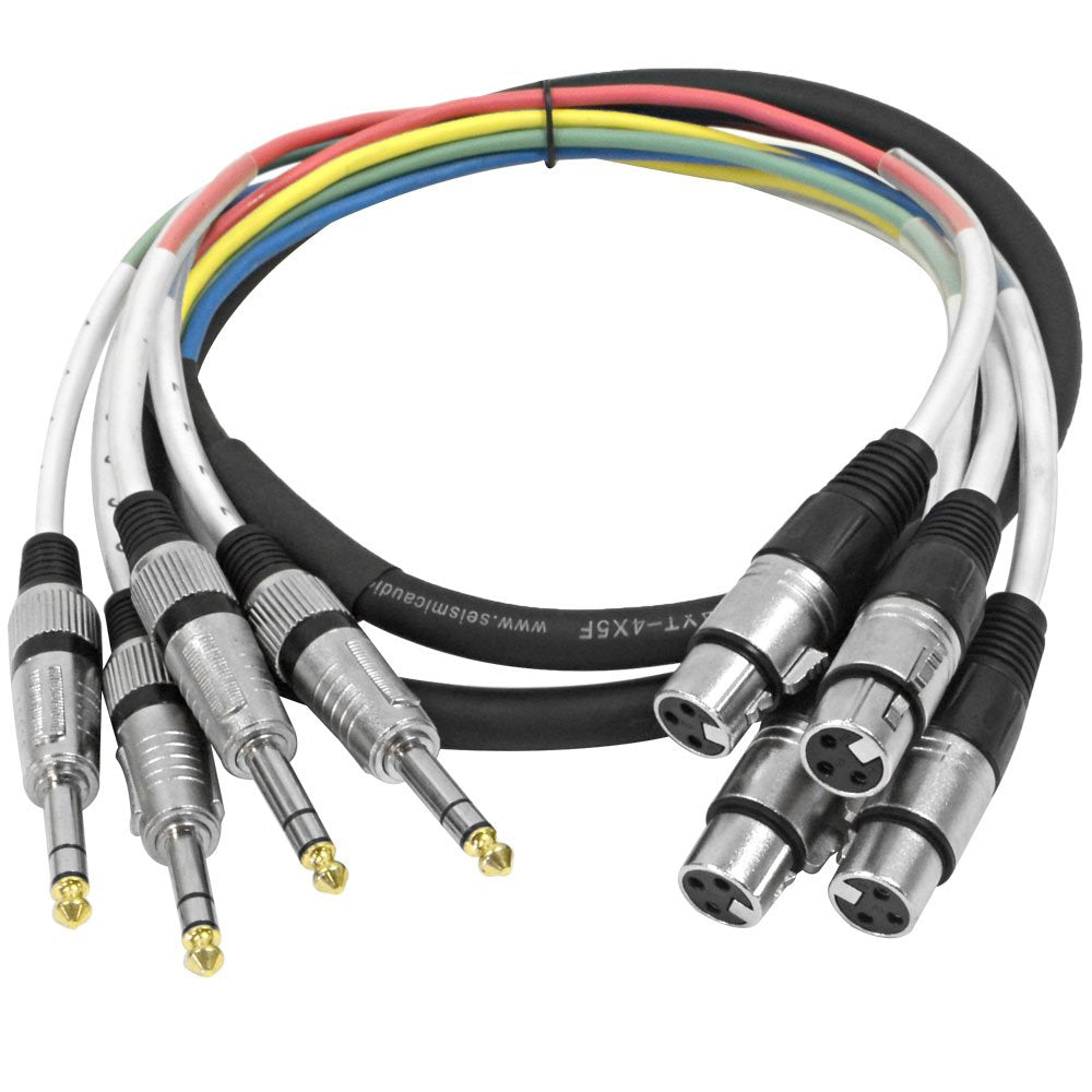 4 Channel 1/4 TRS to XLR Female Snake Cable for Pro Audio