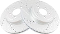 TRQ Front Performance Brake Rotors Set Premium G-Coated Cross Drilled