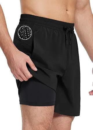 BALEAF Men's Swim Trunks with Compression Liner and Pockets