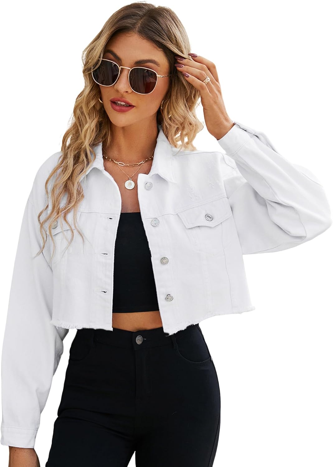 LONGYIDA Women's Cropped Denim Jacket for Unique Style
