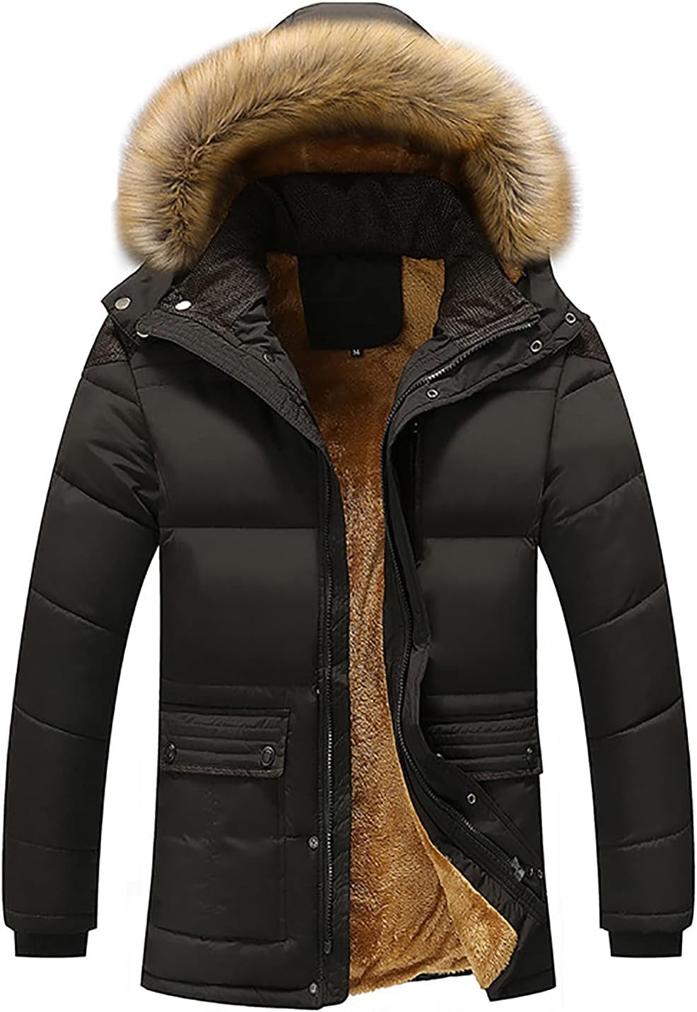 Dgoopd Men's Waterproof Puffer Parka with Removable Hood