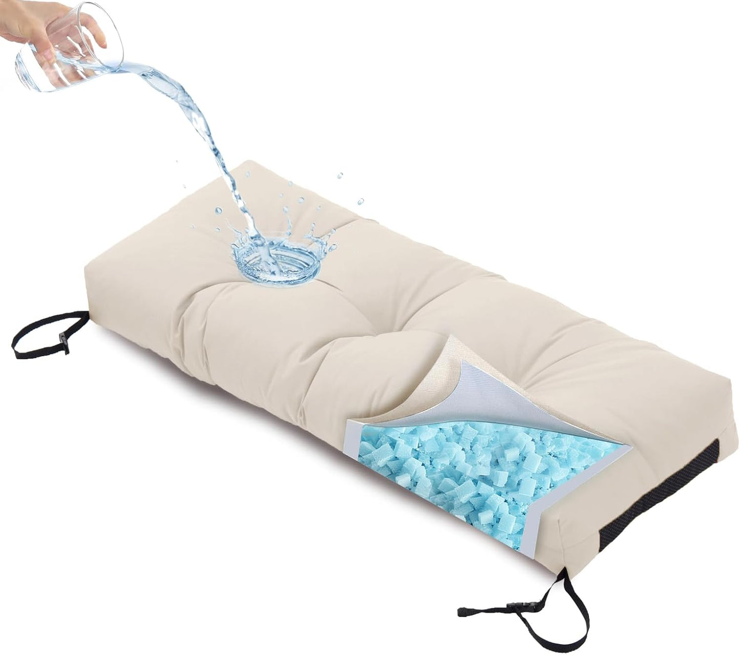 Outdoor Bench Cushion with Blue Shredded Memory Foam Comfort