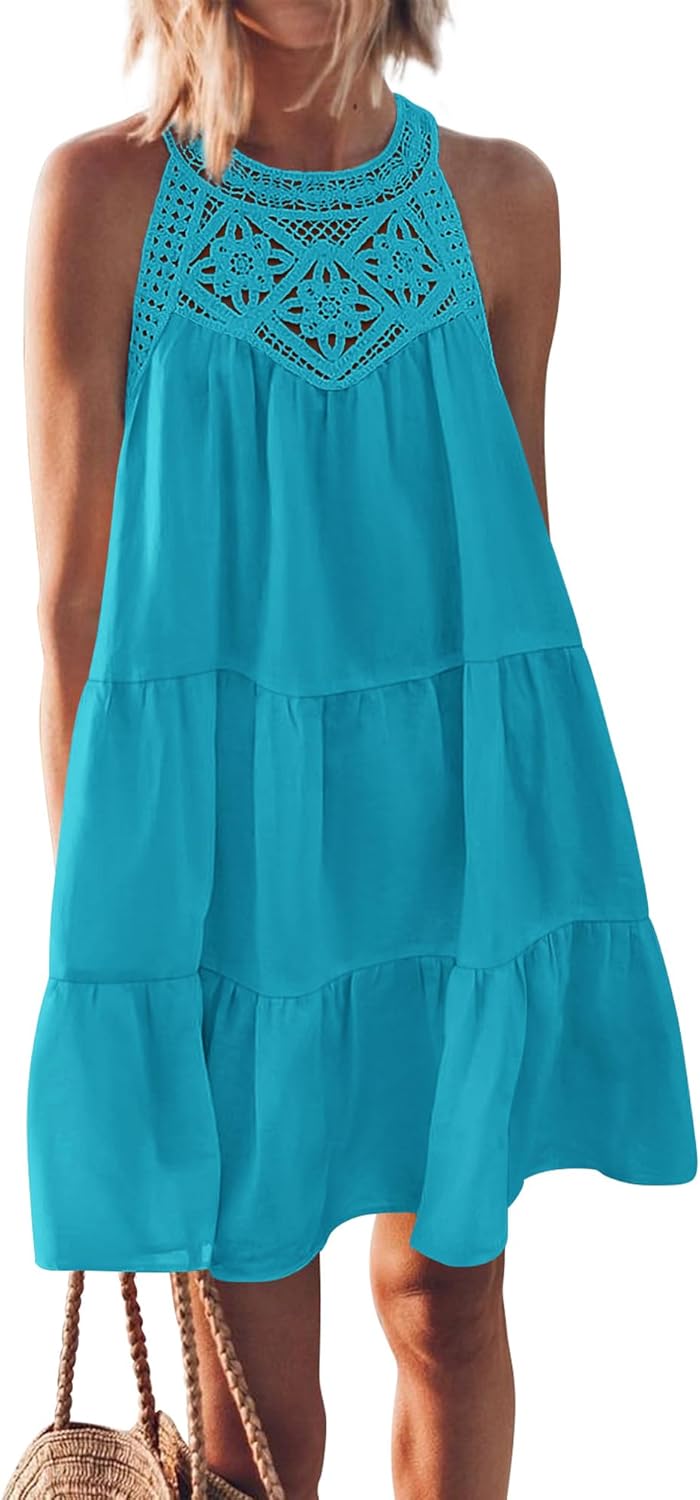 BTFBM Women Summer Halter Dresses for Beach Vacation Style