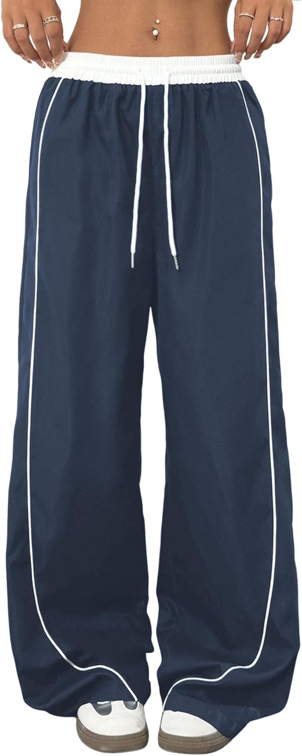 ZAFUL Womens Parachute Pants Y2K Wide Leg Cargo Joggers